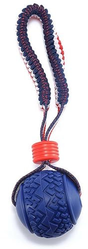 ZOUBAOQ Dog Training Ball on Rope Rubber Dog Rope Toys Ball with Handle Exercise and Reward Toy for Dogs for Chew Training Pull Throw Toy tug Toy Dogs Fetch Toys