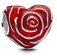 TCZNAF Rote Rose Charms Armbände Bead Compatible fü Armband Schmuck für Damen Muttertag Valentinstag