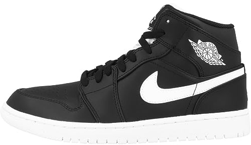 NIKE Air Jordan 1 Mid Men's Trainers Sneakers Basketball Fashion Leather Shoes 554724-093 UK8.5 (43) Black