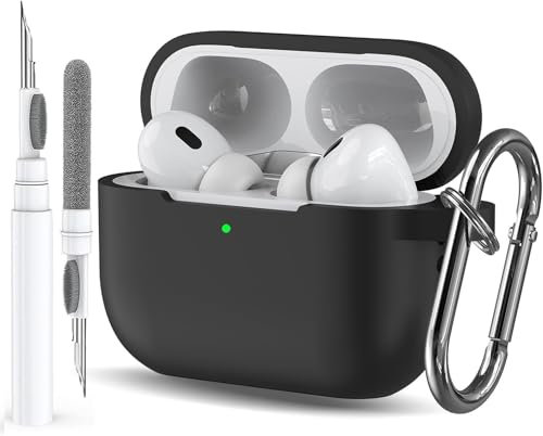Funda negra para Airpods Pro 2/1 Gen para GILR para mujer, compatible con Airpods Pro de 2ª y 1ª generación, funda protectora de silicona suave para Apple iPod Pro Gen con llavero y bolígrafo