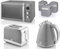 SWAN Retro Grey 1.5L 3KW Jug Kettle, 2 Slice Toaster, 800W 20L Microwave & Tea, Coffee & Sugar Canisters. Matching Retro Design Kitchen Set of 6 in Grey