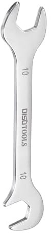 sourcing map Super-Thin Open End Wrench 10mm Metric Double Open-End Wrench 30Cr13 Stainless Steel Quenching Polish Spanner with 15°and 75° Angled for Auto Repairs Home Projects