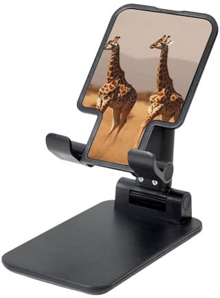 KKLWEGU Support de téléphone portable pliable avec deux girafes qui courent sur le sol - Support de téléphone portable - Angle réglable en hauteur - Compatible avec tous les téléphones