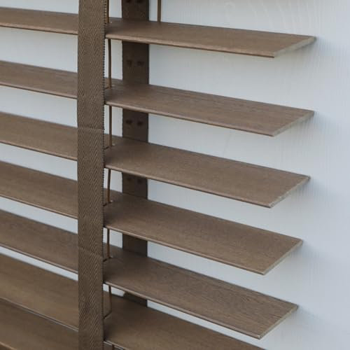5 cm Lamellen Holz-Jalousie Innen, Horizontale Holz-Jalousien Fenster Innen, Verdunkelungs-Echtholz Rollos Sonnenschutz/Sichtschutz, für Schlafzimmer Büro Wohnzimmer, Anpassbar(G)