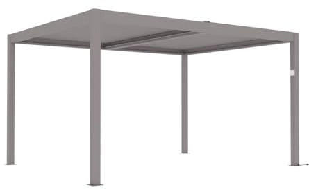 Vente-unique - Pergola bioclimatique autoportante électrique Taupe en Aluminium avec Lames orientables 12 m² - AMADORA