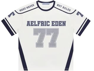 Aelfric Eden Herren Oversized Tshirt Baumwolle Damen Jersey Tee | 100% Cotton Vintage Grafik Trikot Rundhals Kurzarm Sportshirt Y2K Streetwear Casual Oberteile für Sommer