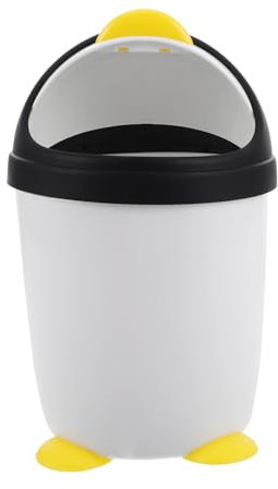 Yardwe Mini de Basura Pingüino con Tapa de Basura Adorable de Plástico para Escritorio para Capacidad