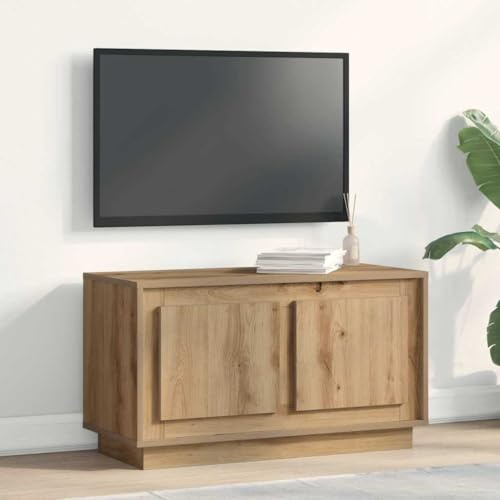 HETFTJN TV-Schrank Lowboard 80 x 35 x 45 cm aus Holzwerkstoff Eiche handwerklich Modernes Design Robust und Langlebig für Wohnzimmer Fernsehecke