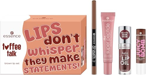 essence set labbra toffee talk brown, naturale, lucida, traslucida (1pcs)