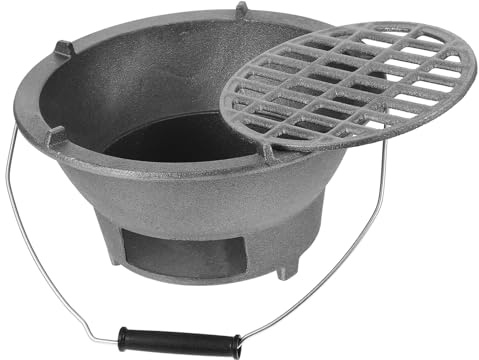 TOYANDONA Barbacoa de Portátil de Hierro Fundido Estufa Redonda para Mesa Multifuncional para Camping y Exterior Fácil Uso Mejora Sabor con Natural