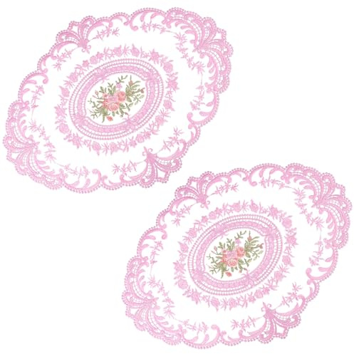 Platzsets mit Spitzenstickerei 2stücke 43x30x0,5cm für Weihnachten Party | Milchseide und Spitze, für Teller und Tassen, Retro Elegant, 2 Stück, Tischdeko