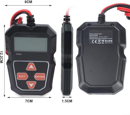 UTTASU Autobatterietester 6V 12V für KONNWEI KW208 Ladungssystem-Prüfgerät mit CCA 100-2000, intelligenter Chip, schnelle Analyse von Spannung und Innenwiderstand
