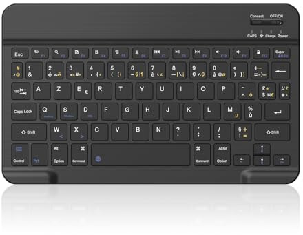 cimetech Tablette Clavier sans Fil Silencieux, Connexion Bluetooth 5.0, Mini Clavier AZERTY Slim Compacte Portable pour Tablette ipad Pro/air, Huawei, Samsung,Lenovo etc.