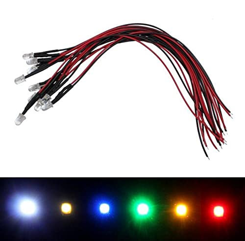 Lumonic 10x Superhelle LEDs mit Vorwiderstand für 24V Anwendungen - High Power LEDs mit Anschlusskabel zum selber Löten DIY in Farbe Blau - Durchmesser: 5mm
