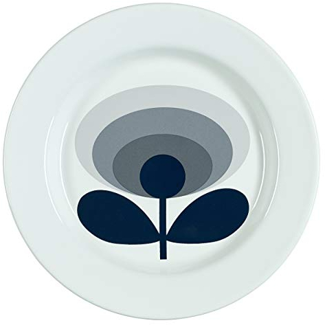 Orla Kiely | Slate Enamel Plate | White | 70's Oval Flower Print