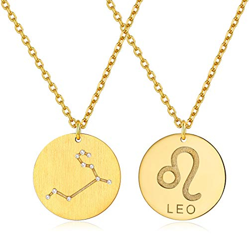 ChicSilver Löwe Kette Sternzeichen 925 silber/18k Gold Tierszeichen Halskette Mädchen mit Schmuckbox