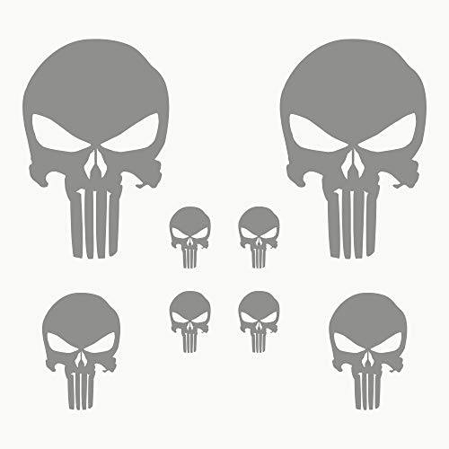 AUTODOMY Schädel Skull Geschmolzen Aufkleber Paket 8 Stück | Punisher Aufkleber für Auto oder Motorrad (Grün)