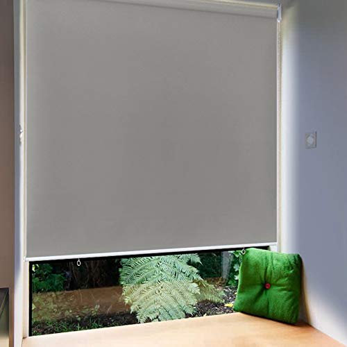 Froadp 140x140cm Tenda a Rullo Esterna, Tenda Avvolgibile Oscurante con Morsetti e Catenella, Privacy Tenda Riflettente con Funzione Termica, Protezione Solare Tenda per Finestre e Porte(Grigio)