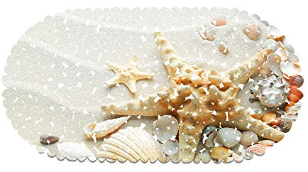 rutschfeste Badewanne Duschmatte PVC rutschfeste Strand Seestern Und Muscheln Badewanne Matte Für Badezimmer 70 X 35 cm Mit Starken Saugnäpfen (Style 16)