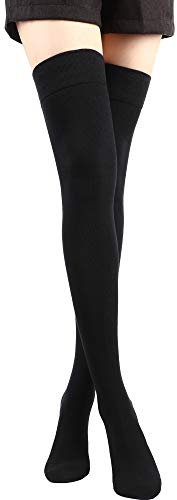 SATINIOR 1 Paio Antiscivolo Calze a Ginocchio Nero Cotone Calze a Compressione Alta Coscia Calze di Stivale Lungo