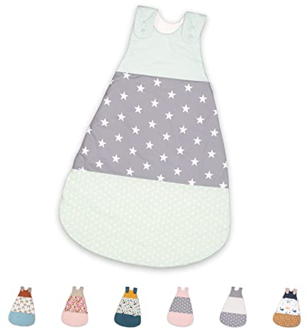 ULLENBOOM Schlafsack Baby 0-3 Monate, 56/62, OEKO-TEX Materialien, Mint Grau (Made in EU), 2,5 TOG - Baby Schlafsack Neugeborene - Ganzjährig für Frühling, Herbst und Winter
