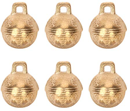 6 x Glocken im Vintage-Stil, bronzefarben, antikes Kupferglocken, Messingglocken für Hunde und Katzen, Heimdekoration, Weihnachtsdekoration und Bastelglocken, goldfarben