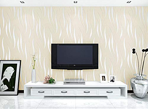 SFALHX Tapeten Vlies-Tapete 3D Wellenmuster-Beige Modern Klassisch Wandposter wandpapier für Schlafzimmer, Wohnzimmer 0.53x10m