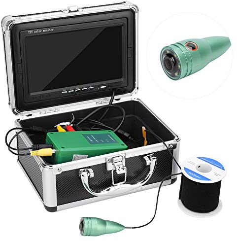 Telecamera subacquea 7 pollici 1000TVL, telecamera pesca professionale Cavo 50 m 6 LED bianchi per pesca su ghiaccio, lago e barca(ME)