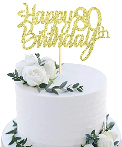 Sumerk 1 Stück Happy 80th Birthday Cake Topper Glitter 80.Geburtstag Tortendeko 80 Geburtstag 80th Geburtstagskerzen Cake Topper Tortendeko für mann frauen