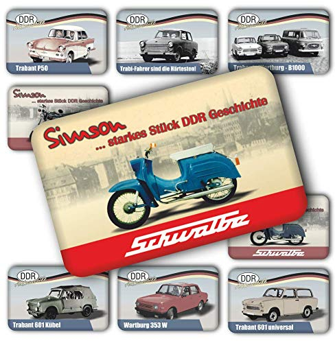 AV Andrea Verlag DDR Ostalgie Magnet, Kühlschrankmagnet mit Spruch für die Magnetwand oder Magnettafel der Fans für Ostprodukte Ost Produkte und Ostalgiker (DDR Magnet: - Simson Schwalbe -)
