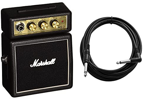 Marshall MS-2 Micro Amp Mini amplificateur 2 Watts pour Guitare & Tiger GAC42 3m Câble de guitare - Jack - Jack Coudé