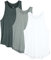 icyzone Damen Sport Fitness Tank Top Racerback 3er Pack, Yoga Running Shirt Gym Oberteile (S, Schwarz/Grau/Weiß)