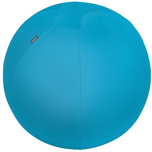 Leitz Sitzball für aktives Sitzen, Gymnastikball, Ergonomische Alternative zum Schreibtischstuhl, 65 cm Durchmesser, inkl. Stoffbezug, Innenball, inkl. Handluftpumpe, Ergo Cosy Serie, Blau, 52790061