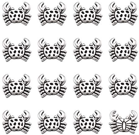 PandaHall 20 Stück Legierung Krebs Charms Anhänger Antik Silber Meeresfrüchte Legierung Baumeln Charms Perlen Schöne Krebs Metall Charms Großpackung für Schmuckherstellung