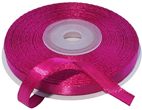 AERZETIX - C55610 - Rollo de cinta de raso satén 6mm x 25m - color rosa fucsia - tira de embalaje regalo para decoración boda cumpleaños fiesta - en poliéster