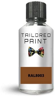 RAL8003 Clay Brown Gloss Touch Up Paint with Brush Direct Gloss Paint for Wood, Metal, Plastic, PVC, UPVC, Fascia Soffit Furniture Boards - Indoor & Outdoor