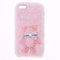 Fluffy Fur Plush Case for iPhone 8 Plus Case Girly Bear Faux Fur Case Shockproof Back Bumper Silicon Soft Fluffy Furry Chic Bling Diamond Bowknot Case for iPhone 8 Plus,for iPhone 7 Plus,Pink Bear