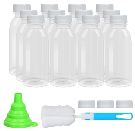 EONJOE Bottiglie in plastica lavabili in lavastoviglie, con tappo, riutilizzabili, senza BPA, PP5, per succo, latte, acqua, frullati, resistenti al calore, ricaricabili
