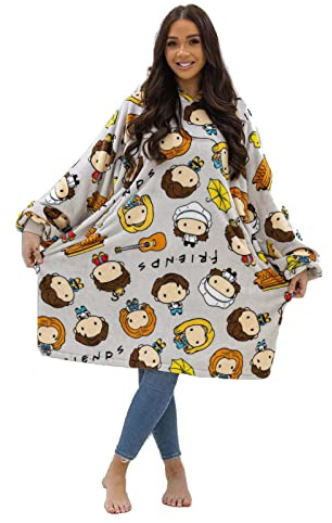 Friends Group Wearable Oversized Hooded Fleece Blanket Oodie Adults Large