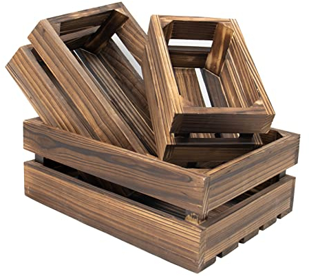 TNQNCFL Nistbare Aufbewahrungskisten, Holzkisten, Holzkiste, Wandmontage, Holzkorb, rustikale Holzkisten zur Aufbewahrung, Ausstellungserhöhungen, Dekoration, 3 Stück