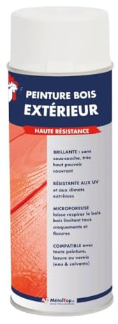 Metaltop - Peinture Bois Exterieur - Gris anthracite - RAL 7016 - Bombe 400 ml - Finition brillante, haute résistance aux UV et intempéries, pose facile.