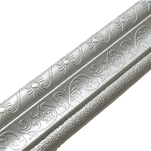 URPIZY 3D-Muster-Aufkleber, Wandverkleidung, Sockelleiste, Bordüre, Dekoration, selbstklebend, wasserdicht, für Küche, Badezimmer, Sockelleiste, TV-Hintergrund, Wand, Türrahmen (silbergrau)
