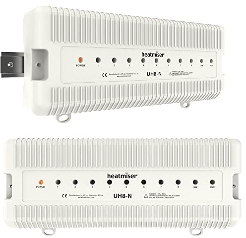 Kudos-Trading - Heatmiser UH8-N Low Voltage 12v 8 Zone Wireless 230v Wiring Centre for Water Underfloor Heating Kits Multi Zone or Central Heating Radiators Smart Home Installations.