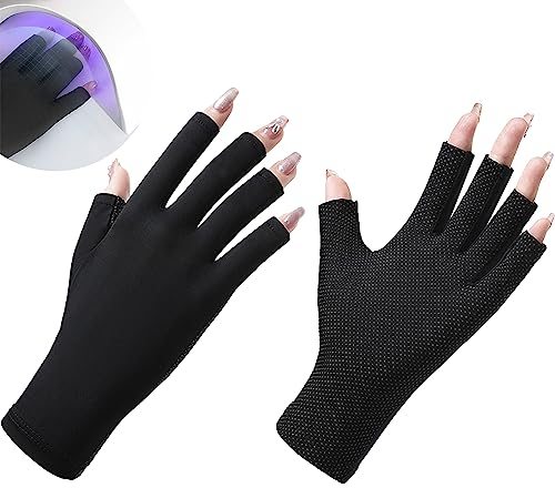DYKJGSGO UV Shield Handschuhe, Anti UV Handschuhe, 1 Paar Gel Maniküre Handschuhe Nagel Pflege Handschuhe, UV Schutz Handschuhe Fingerlose Handschuhe für Nagellack Nagel Kunst Trockner (C)