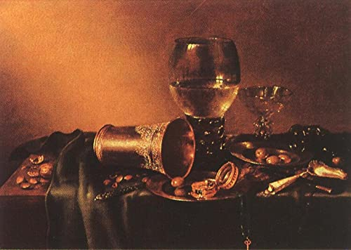 DOeraa Hochwertiges Leinwanddruck Leinwand Wandbild Kunstdruck Berühmt Stilleben von Willem Claesz Heda für Flurdekoration 60x90cm