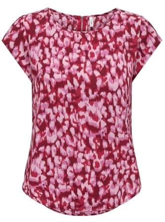 ONLY Damen Onlvic S/S AOP Top Noos Ptm, Lipstick Red/AOP:City Leo, 38