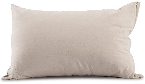 ATsense 2er Set Kissenbezug 50x70 cm - 100% Gewaschene Baumwolle, Beige-grau Kopfkissenbezug mit Reißverschluss, Oeko-TEX Zertifiziert Weich, Nicht Lleicht Verformbar