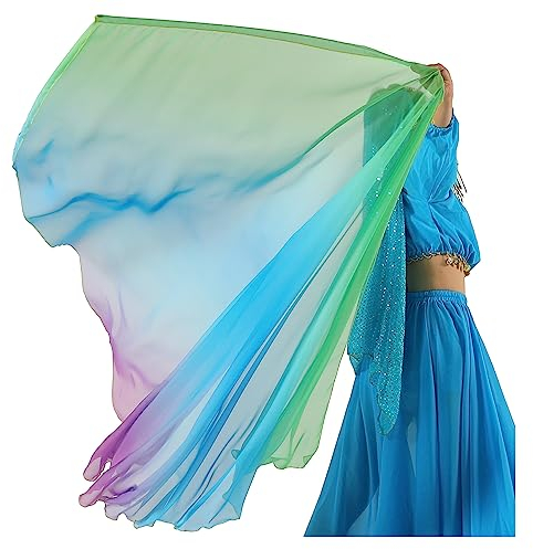 Tanzflagge Regenbogen Tanz Flagge Frauen Chiffon Schleier Tanz Halbkreis Flagge Chiffon Schleier, Kostüm Tanzzubehör 11#grün blau lila, Grün / Blau / Violett, Einheitsgröße
