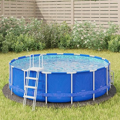Homgoday Tapis de sol piscine gris clair Ø306 cm polyester géotextile 180