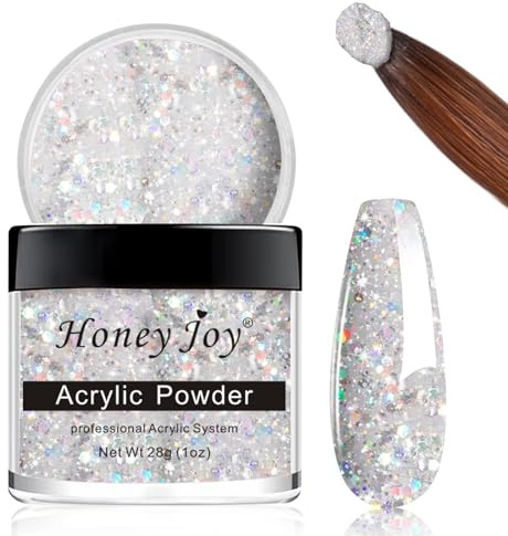 28g/box Color Acrylic Powder Professional Holographic Silver Glitter Acrylic Nail Manicure Powder for Nail Extension Acrylic Nail System,HJ-NAP017-No.37-UK